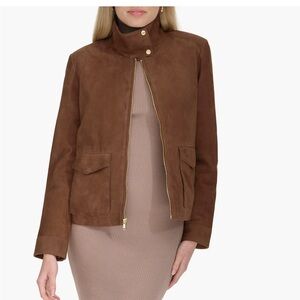 COLE HAAN Brown Suede Women's Jacket